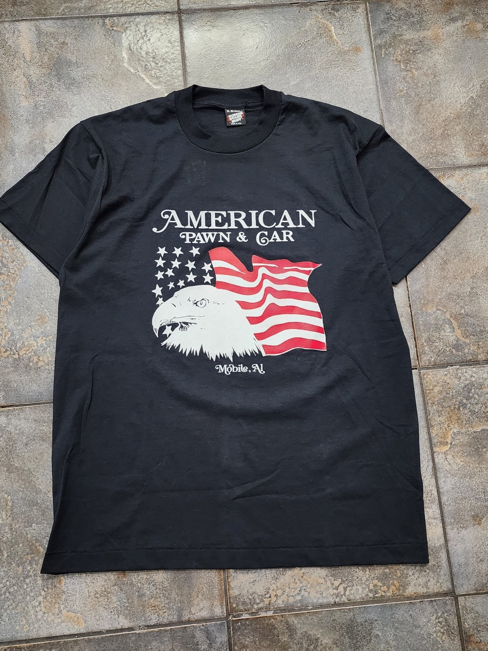 Vintage 80s American Pawn & Car Men's XL Patriotic Eagle Single Stitch T Shirt